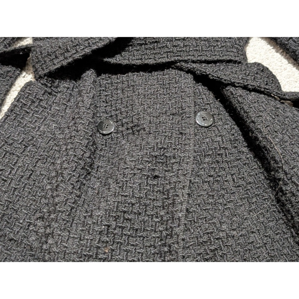 Calvin Klein Womens S Black Thick Boucle Double Button Up Wool Blend Coat - Picture 6 of 10